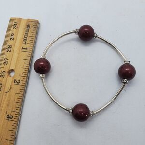 Stretchy Sterling Silver and Bead Bracelet 925